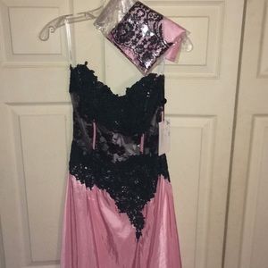 Jovani NEW pink gown with train and scarf size 10